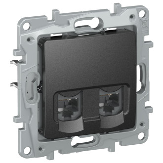 Розетка RJ-45 2 разъема кат. 5 цвета антрацит, Etika