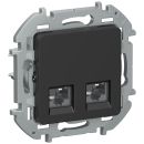 Розетка двойная RJ-45 кат. 5e UTP чёрный матовый, Inspiria, Legrand (IEK) 6731291