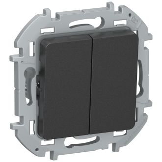 Переключатель двухклавишный цвета антрацит, Inspiria, Legrand (IEK) 6735531