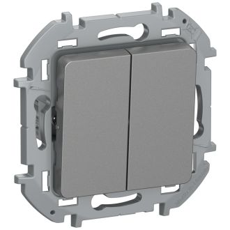 Выключатель двухклавишный алюминий, Inspiria, Legrand (IEK) 6736221