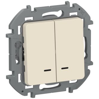 Выключатель двухклавишный с подсветкой/индикацией слоновая кость, Inspiria, Legrand (IEK) 6736311