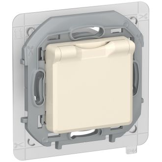 Розетка с заземлением, защитной крышкой со шторками IP44, слоновая кость, Inspiria , Legrand (IEK) 6737411