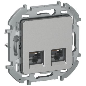 Розетка двойная RJ-45 кат. 5e UTP алюминий, Inspiria, Legrand (IEK) 6738371