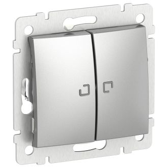 Переключатель 2кл с подсветкой 6/2L 10АХ б/к, Valena, цвет алюминий, Legrand (IEK) 6902121