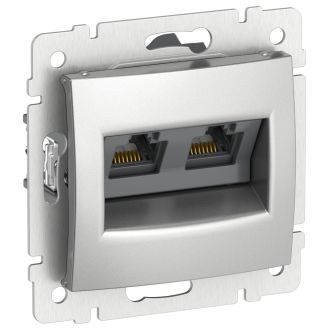 RJ-45 UTP 2 разъема на винтах кат. 6 цвета алюминий, Valena