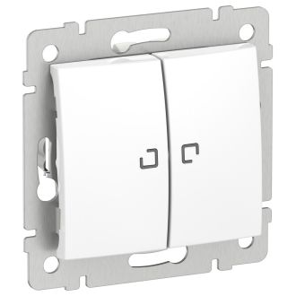 Выключатель двухклавишный с подсветкой - Legrand Valena - 10А 250В схема 5L безвинтовые зажимы - белый, Legrand (IEK) 6942901