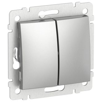 Переключатель двухклавишный цвета алюминий, Valena, Legrand (IEK) 6943391
