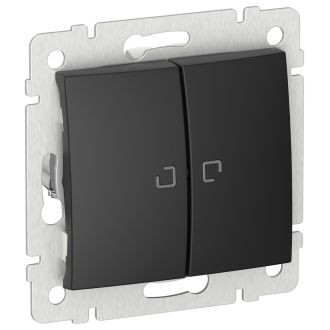 Выключатель двухклавишный с подсветкой - Legrand Valena - 10А 250В схема 5L безвинтовые зажимы - чёрный матовый, Legrand (IEK) 6944401