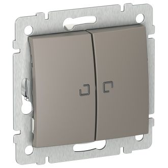 Выключатель двухклавишный с подсветкой - Legrand Valena - 10А 250В схема 5L безвинтовые зажимы - цвета капучино, Legrand (IEK) 6944411
