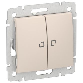 Выключатель двухклавишный с подсветкой - Legrand Valena - 10А 250В схема 5L безвинтовые зажимы - песочный, Legrand (IEK) 6944431