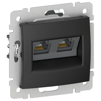 RJ-45 UTP 2 разъема на захватах чёрный матовый, Valena, Legrand (IEK) 6945311