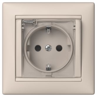 Розетка влагозащищенная IP 44 с защитными шторками песочная, Valena, Legrand (IEK) 6945551