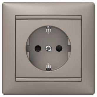 Розетка с защитными шторками цвета капучино, Valena, Legrand (IEK) 6945981