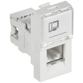 PRIMER РКИ-10-00-П-6 Розетка компьютерная RJ45 UTP кат.6 (1 модуль) белая, IEK PR-KK40D-RI-0-1-C06U-K01