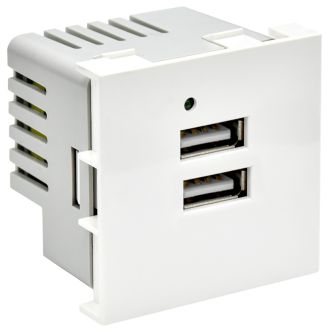 PRIMER РКЮ-23-40-П Розетка USB A+A 5В 4,2А (2 модуля) белая, IEK PR-KK40D-RU-0-2-AA-K01