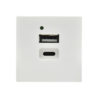 PRIMER РКЮ-25-40-П Розетка USB A+C 5В 4,2А (2 модуля) белая, IEK PR-KK40D-RU-0-2-AC-K01