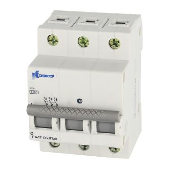 Автоматический выключатель ВА47-063 3P 10A Icu-4,5kA х-ка С КОНТАКТОР