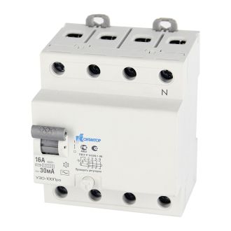 Выключатель дифференциального тока УЗО-100 4P 16A Idn-30mA тип AC КОНТАКТОР