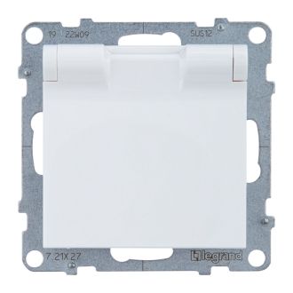Розетка с заземлением и крышкой IP21 белая, Suno