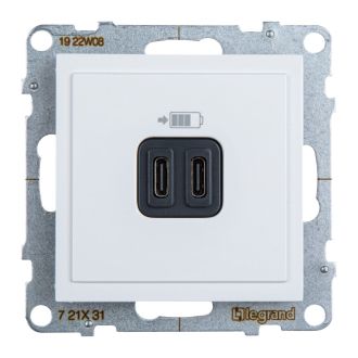 Зарядное устройство 2 × USB-C белое, Suno