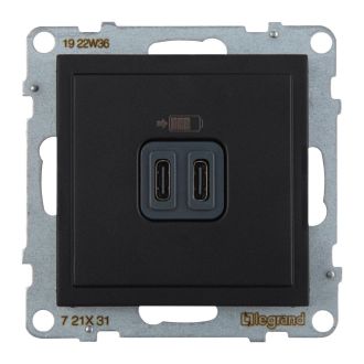 Зарядное устройство 2 × USB-C антрацит, Suno