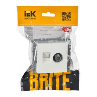 BRITE Розетка двойная TV+RJ45 кат.5E белый