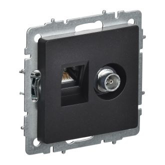 BRITE Розетка двойная TV+RJ45 кат.5E черный