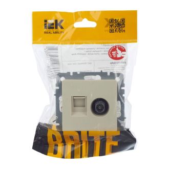 BRITE Розетка двойная TV+RJ45 кат.5E бежевый