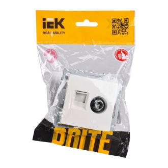 BRITE Розетка двойная TV+RJ45 кат.5E жемчуг