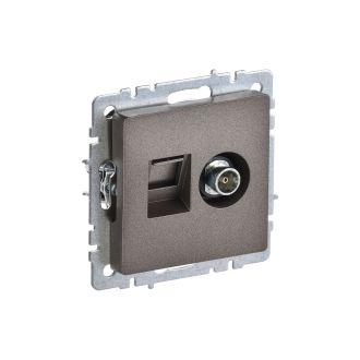 BRITE Розетка двойная TV+RJ45 кат.5E темная бронза