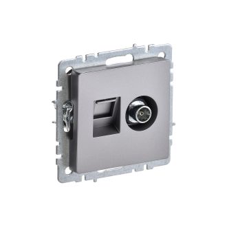BRITE Розетка двойная TV+RJ45 кат.5E сталь