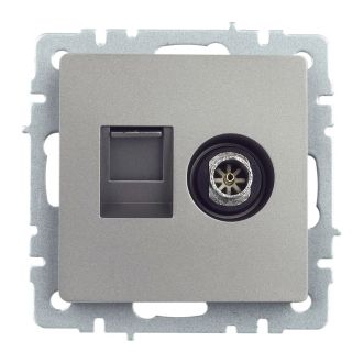 BRITE Розетка двойная TV+RJ45 кат.5E сталь