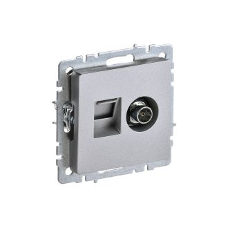 BRITE Розетка двойная TV+RJ45 кат.5E алюминий