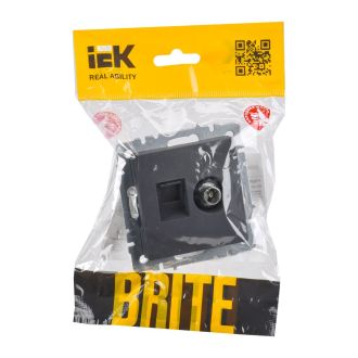 BRITE Розетка двойная TV+RJ45 кат.5E графит