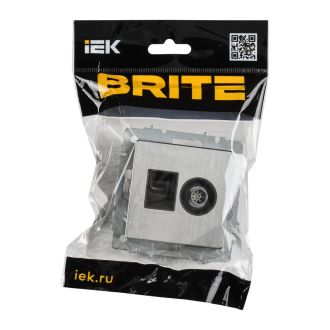 BRITE Розетка двойная TV+RJ45 кат.5E металл хром/никель