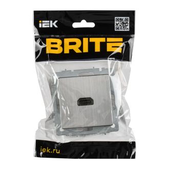 BRITE Розетка HDMI металл хром/никель