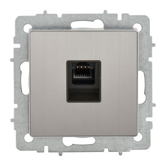 BRITE Розетка компьютерная RJ45 кат.6 металл хром/никель