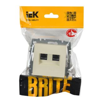 BRITE Розетка компьютерная двойная RJ45 кат.5E бежевый