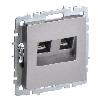 BRITE Розетка компьютерная двойная RJ45 кат.5E сталь