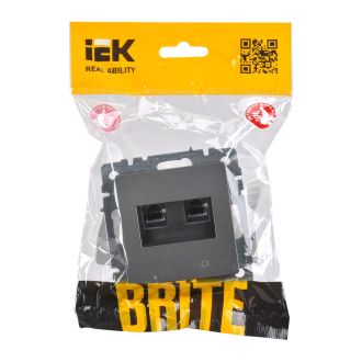 BRITE Розетка компьютерная двойная RJ45 кат.5E сталь