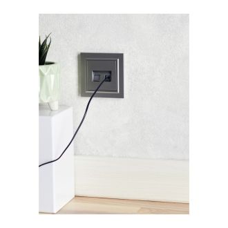 BRITE Розетка компьютерная двойная RJ45 кат.5E сталь