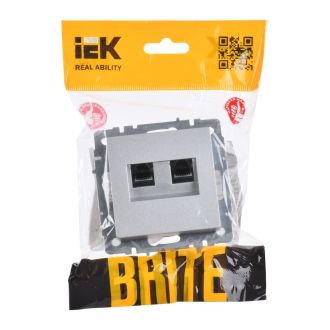 BRITE Розетка компьютерная двойная RJ45 кат.5E алюминий