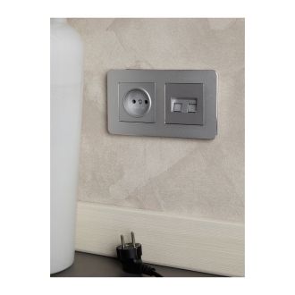 BRITE Розетка компьютерная двойная RJ45 кат.5E алюминий