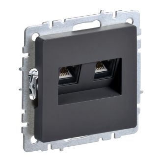 BRITE Розетка компьютерная двойная RJ45 кат.5E графит