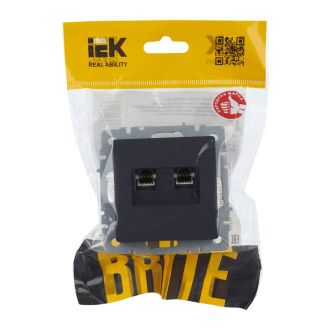 BRITE Розетка компьютерная двойная RJ45 кат.5E графит