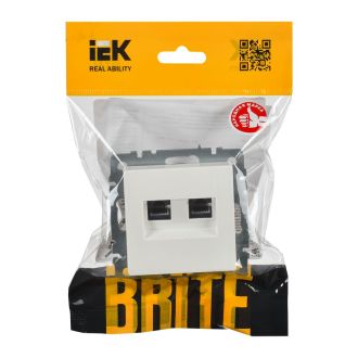 BRITE Розетка компьютерная двойная RJ45 кат.6 белый