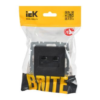 BRITE Розетка компьютерная двойная RJ45 кат.6 черный