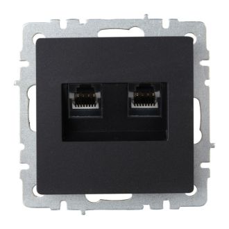 BRITE Розетка компьютерная двойная RJ45 кат.6 черный