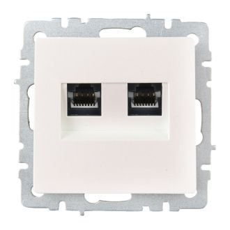 BRITE Розетка компьютерная двойная RJ45 кат.6 жемчуг
