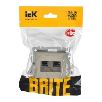 BRITE Розетка компьютерная двойная RJ45 кат.6 шампань